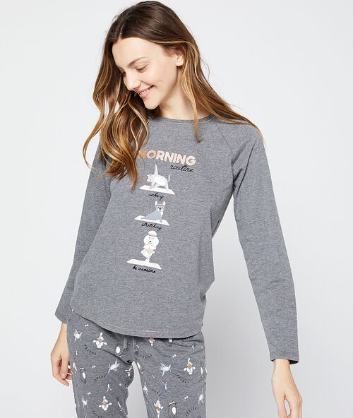 Camiseta manga larga estampado perros c.gris.