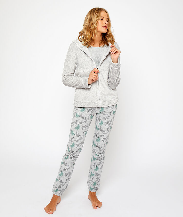 Chaqueta con capucha y cierre con cremallera c.gris.