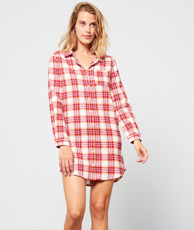 Camisón estampado de cuadros terracota.