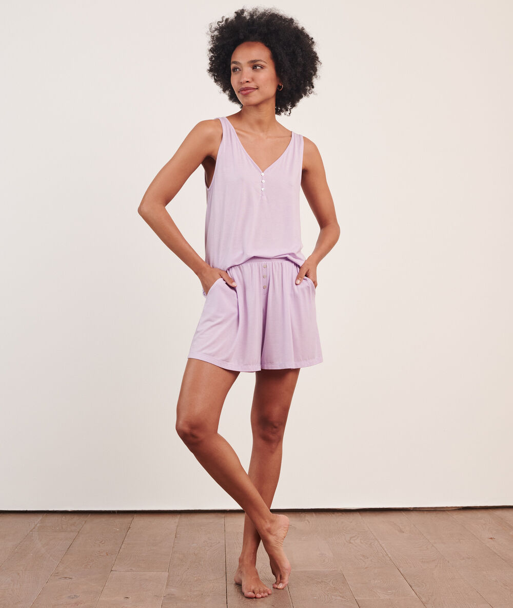 Es - short de pyjama uni lilas.
