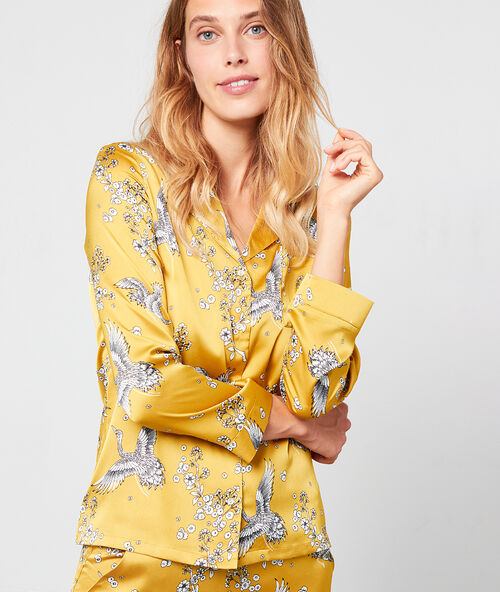 Camisa pijama estampado pájaros anís.