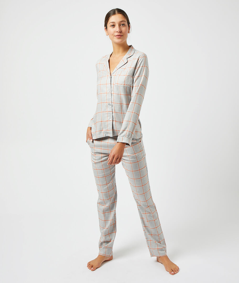 Camisa pijama, estampado cuadros c.gris.