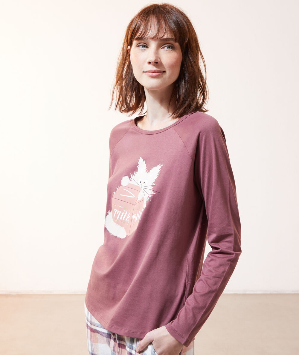 Camiseta estampada 'milk' ciruela.