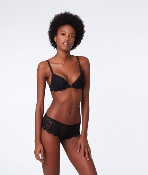Sujetador push up de encaje y microfibra. copa b-c negro.