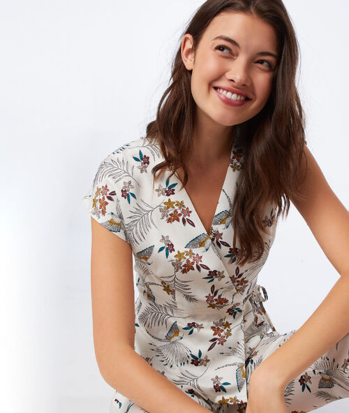 Top escote cruzado estampado floral Top escote cruzado estampado floral
