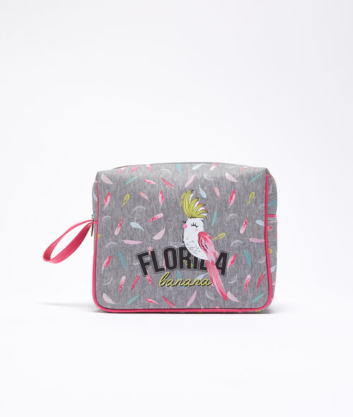 Neceser estampado ave ex&oacute;tica multicolor.