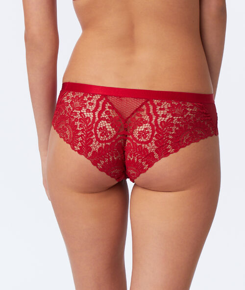 Culote de encaje floral rojo.