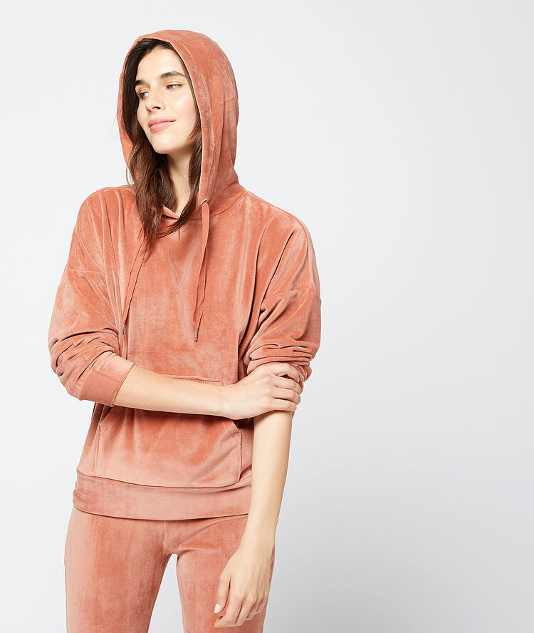 Sudadera terciopelo rojo teja.
