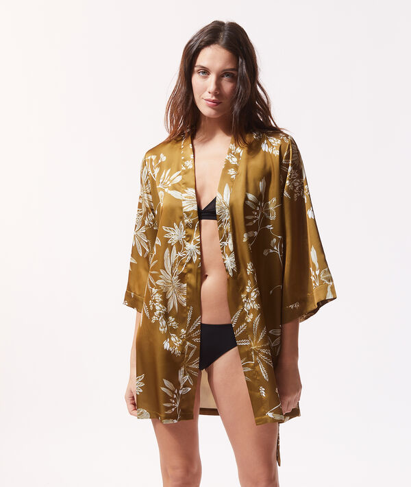 Kimono estampado de satén Kimono estampado de satén;${refinementColor}