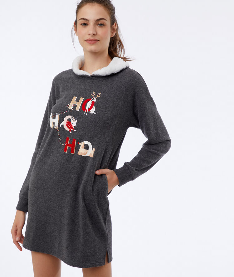 Camisón con motivos navideños anthracite.