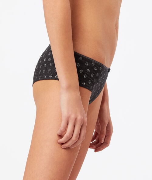 Culote de algodón estampado conchas marinas antracita.