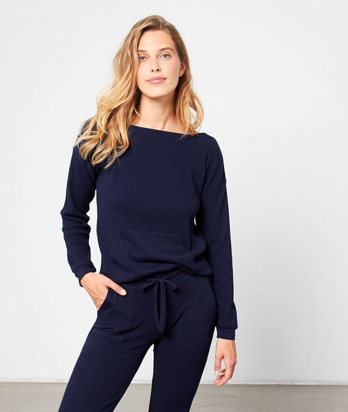 Pantalón homewear ajustado azul marino.