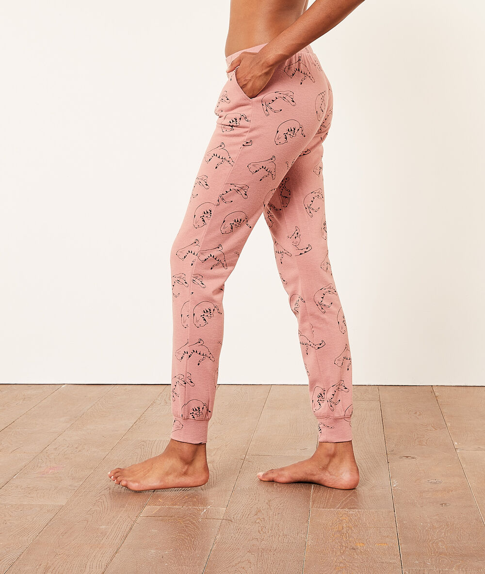 Pantalón pijama estampado gatos rosa.