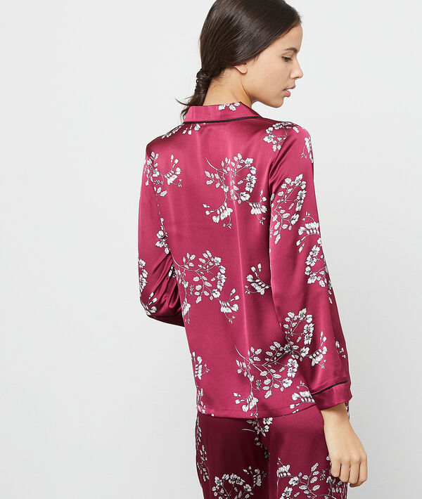 Camisa pijama de satén estampado floral Camisa pijama de satén estampado floral