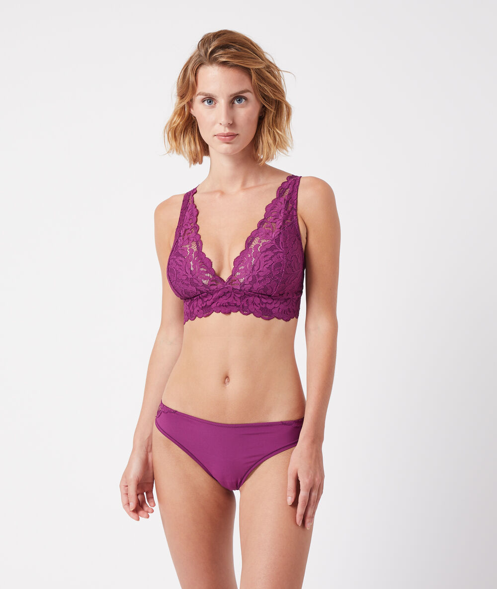 Braguita de encaje y microfibra morado.