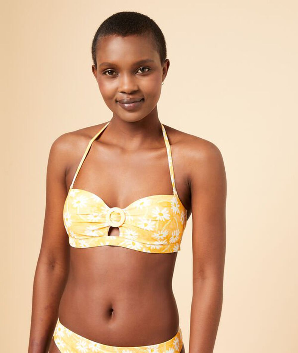 Sujetador bikini, tirantes y copas extraíbles amarillo.