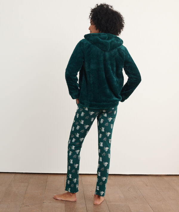 Pijama 3 piezas estampado, chaqueta forro polar Pijama 3 piezas estampado, chaqueta forro polar;${refinementColor}