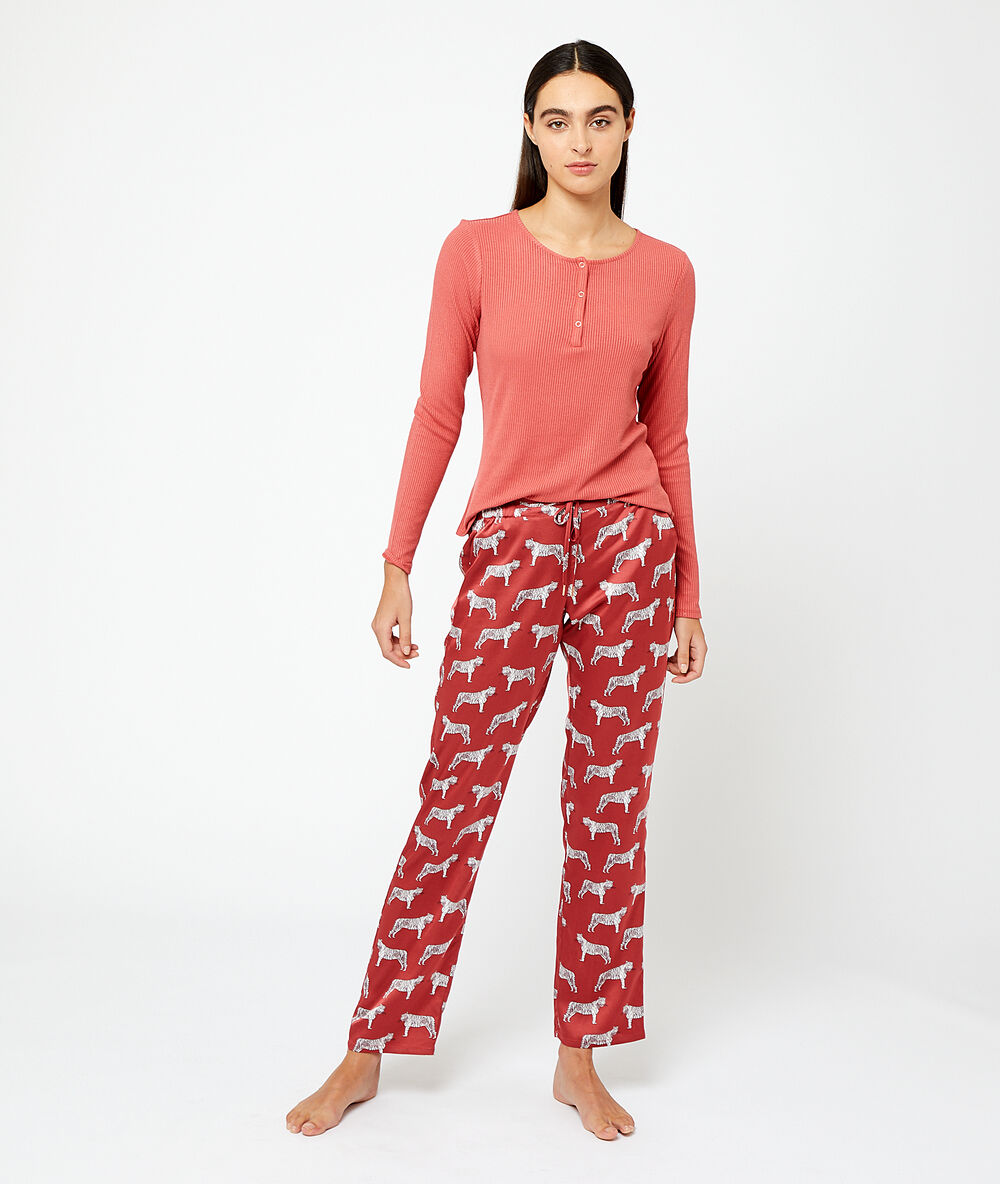 Pantalón estampado tigres rosa.