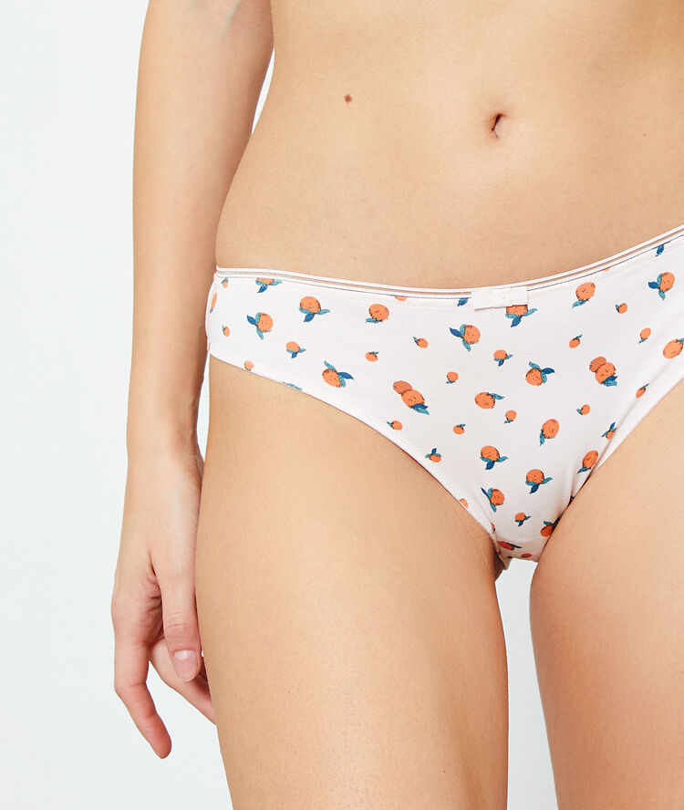 Braguita de algodón estampado frutas rosa.