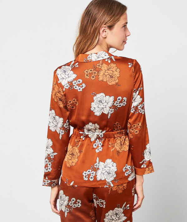 Camisa pijama satén estampado floral Camisa pijama satén estampado floral