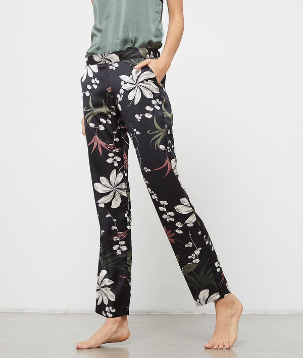 Pantalón de satén estampado floral Pantalón de satén estampado floral