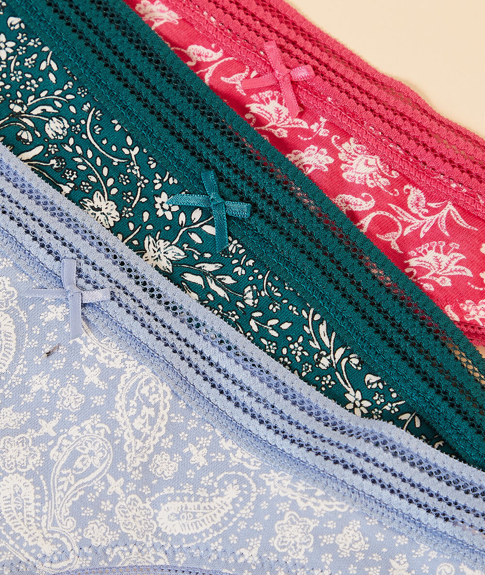 Lote de 3 tangas estampados ciruela.