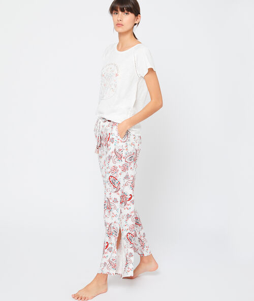 Pantalón estampado de cachemira crudo.