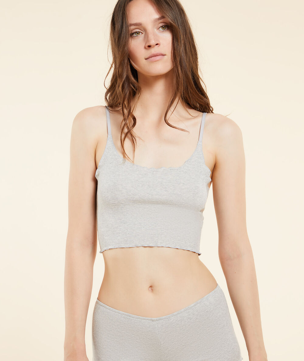 Crop top, tejido canalé c.gris claro.