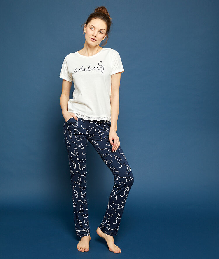 Camiseta estampado 'chaton' crudo.