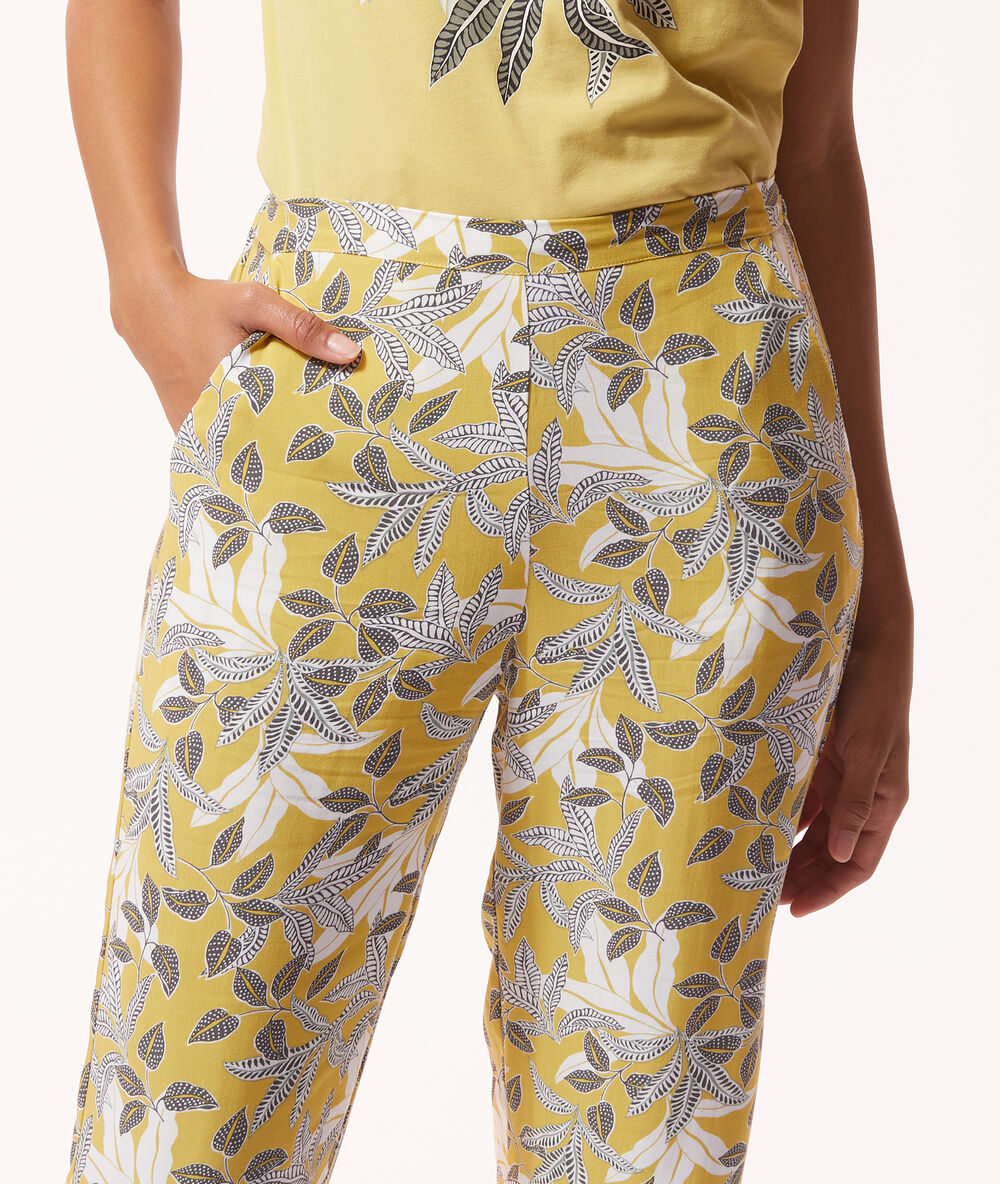 Pantalón de satén estampado anís.