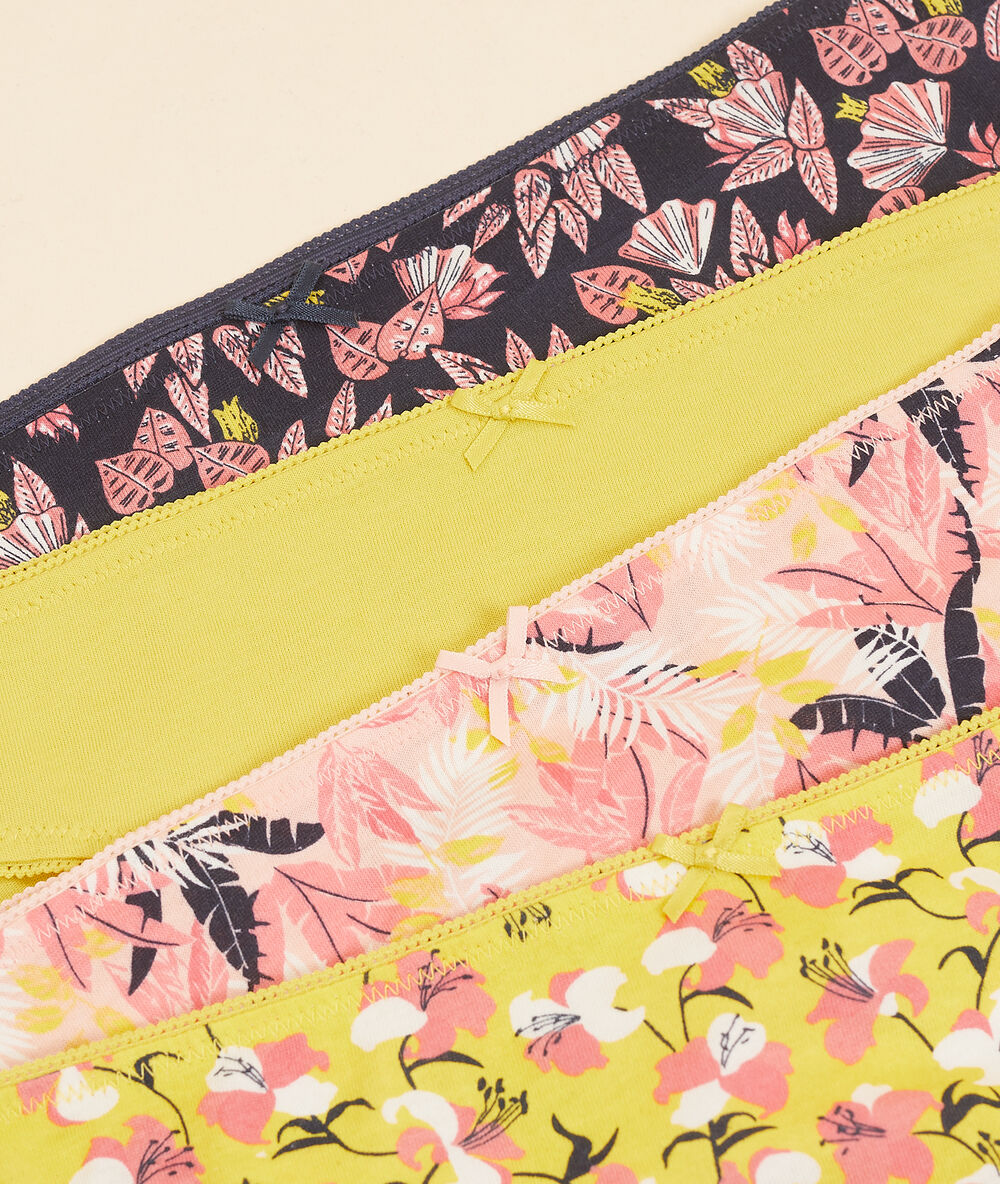 Lote de 4 braguitas estampadas amarillo.