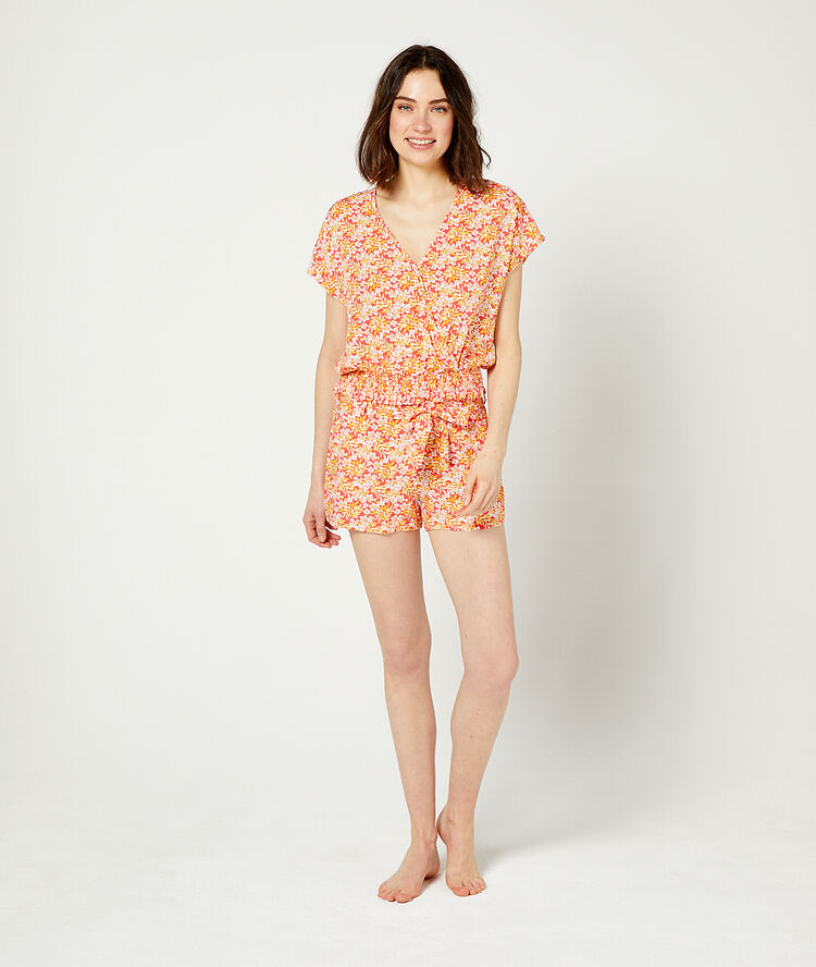 Top estampado floral coral.