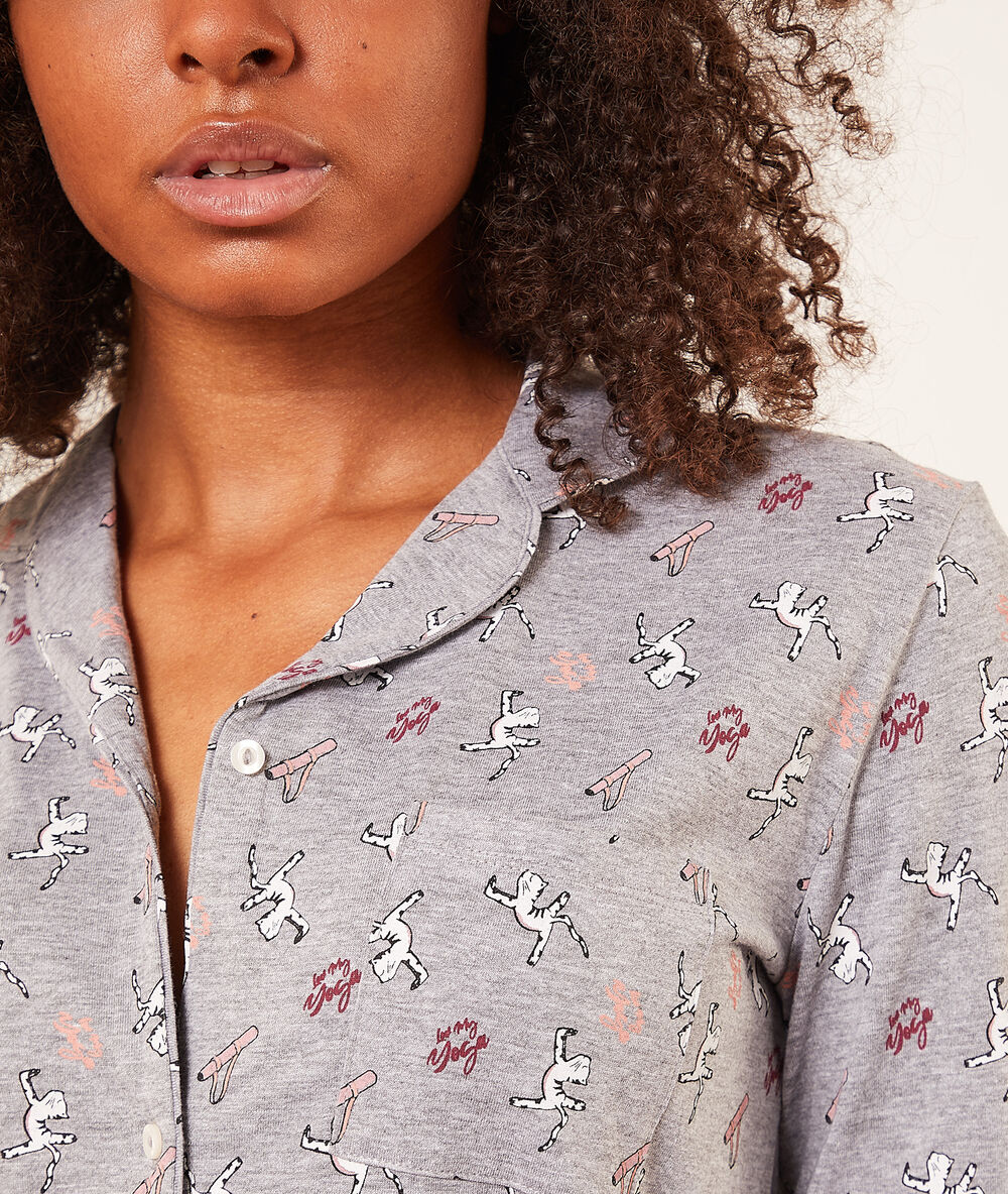 Camisón manga larga estampado c.gris.