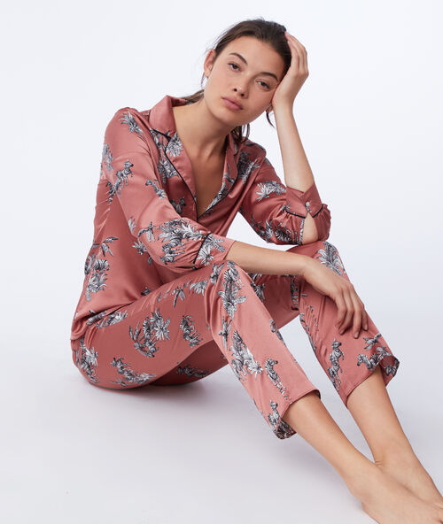 Camisa pijama estampado cebras rosa.