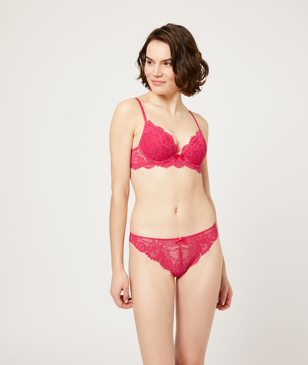 Tanga de encaje floral orquídea.