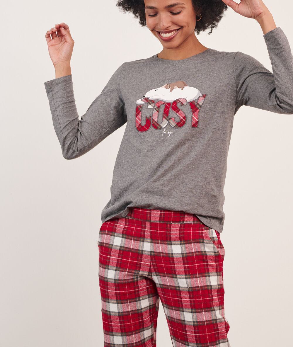 Pijama 3 piezas 'cosy, chaqueta forro polar c.gris.