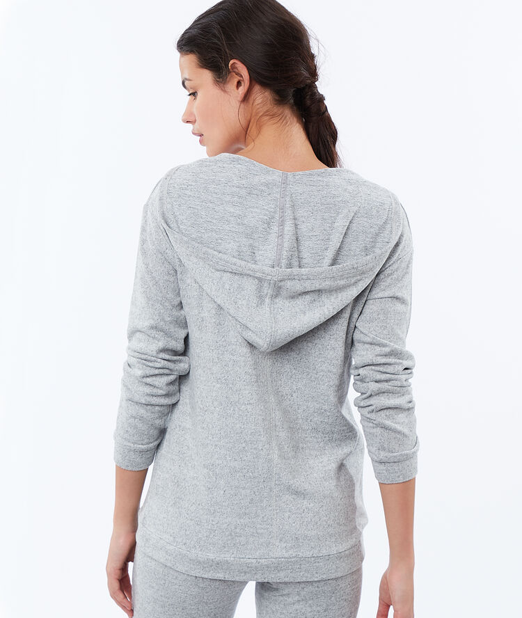 Sudadera con capucha jaspeada c.gris.
