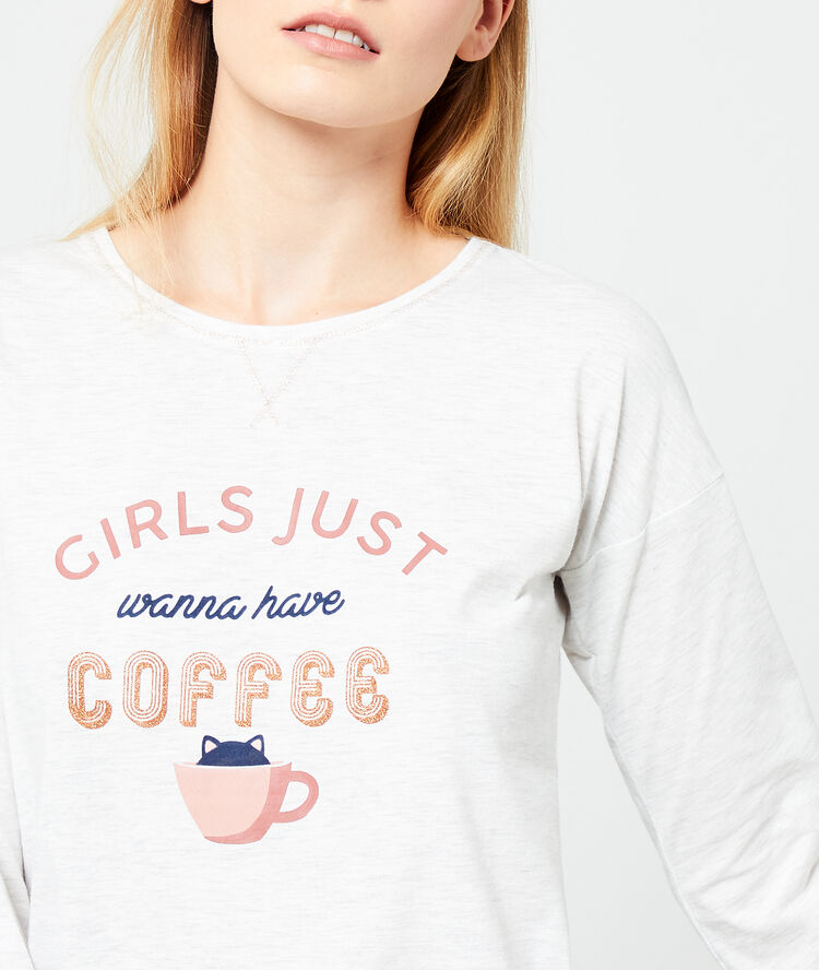 Camiseta estampada 'girls just wanna have coffee' crudo.