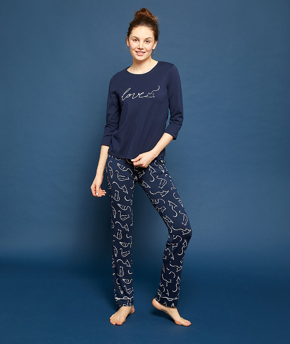Camiseta estampado 'love' azul.