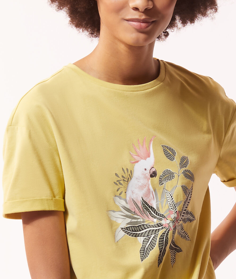Camiseta manga corta estampada anís.