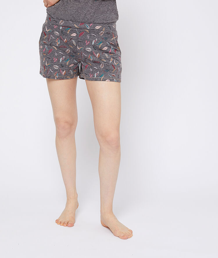 Pantalón corto estampado plumas antracita.