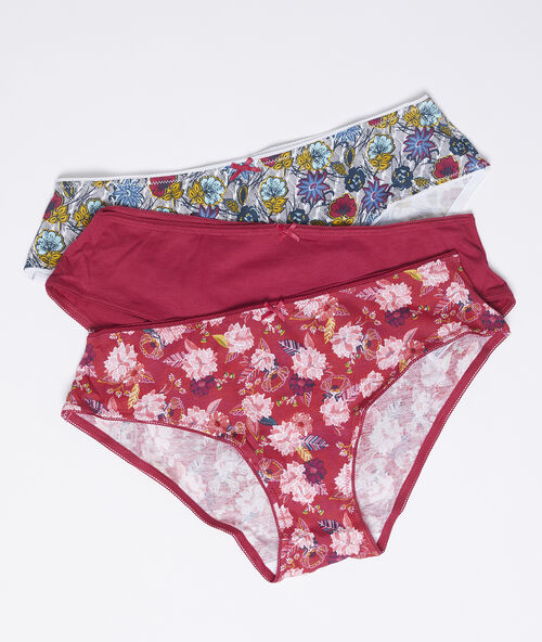 Lote de 3 culotes de algod&oacute;n rojo.