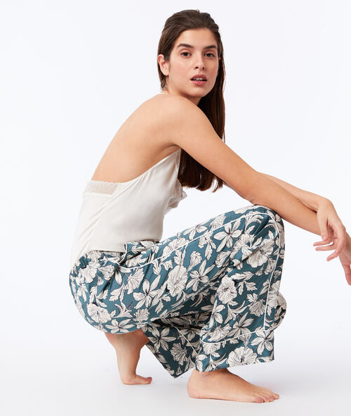 Pantalón largo holgado estampado floral Pantalón largo holgado estampado floral