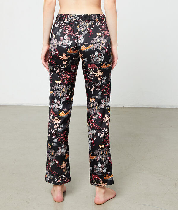 Pantalón de satén estampado oriental Pantalón de satén estampado oriental