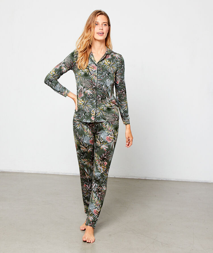 Camisa pijama estampado jungla caqui.