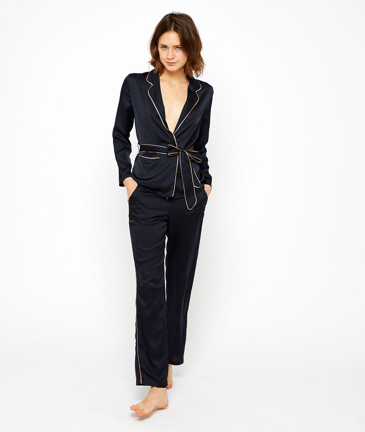 Camisa pijama satén negro.