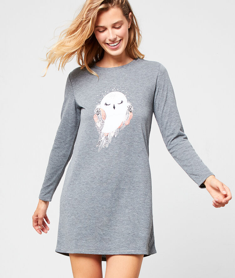 Camisón estampado búho c.gris.