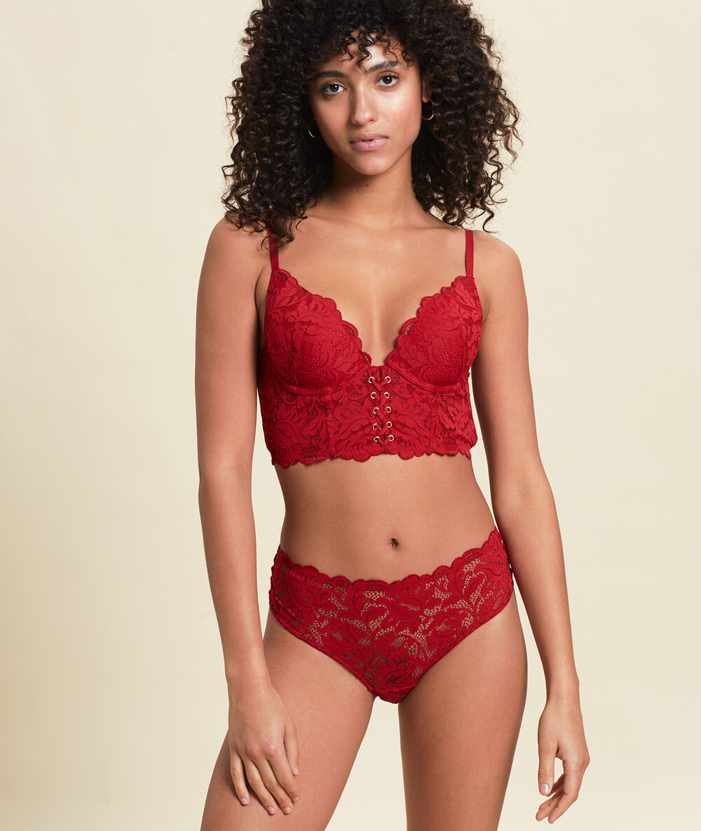 Culote de encaje floral rojo.