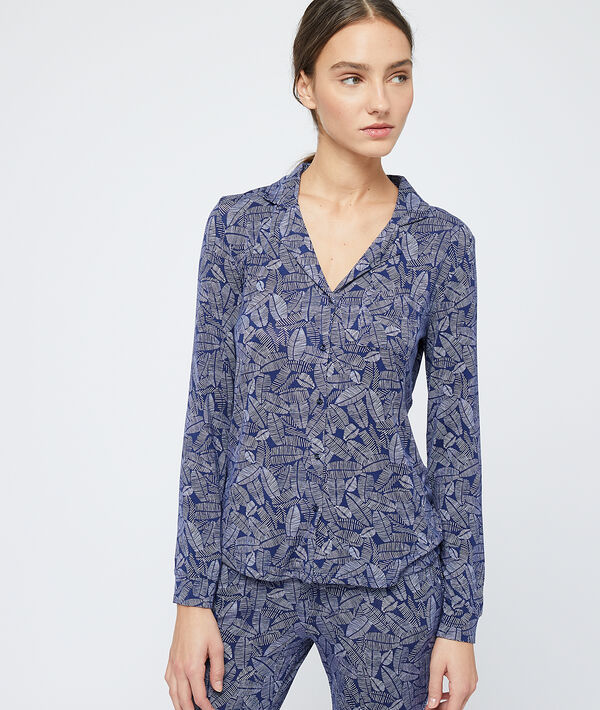 Camisa pijama estampado hojas Camisa pijama estampado hojas;${refinementColor}