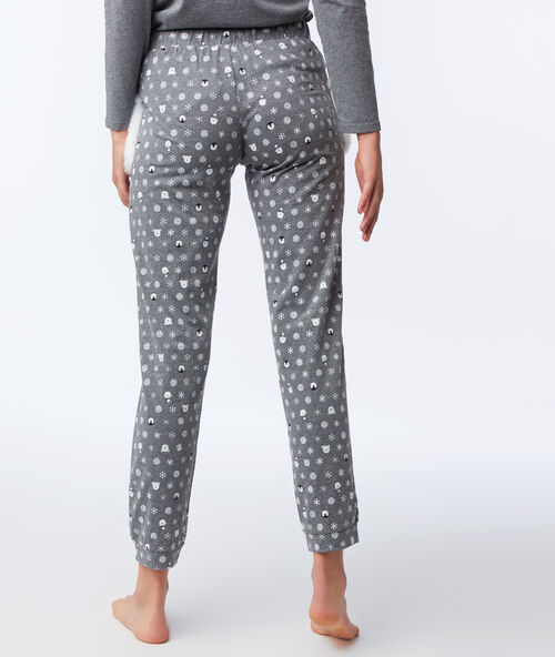 Pantalón estampado bolsillos tejido borreguito antracita.